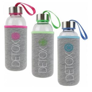 Garrafa de Vidro com Tampa Inox Detox 400ml